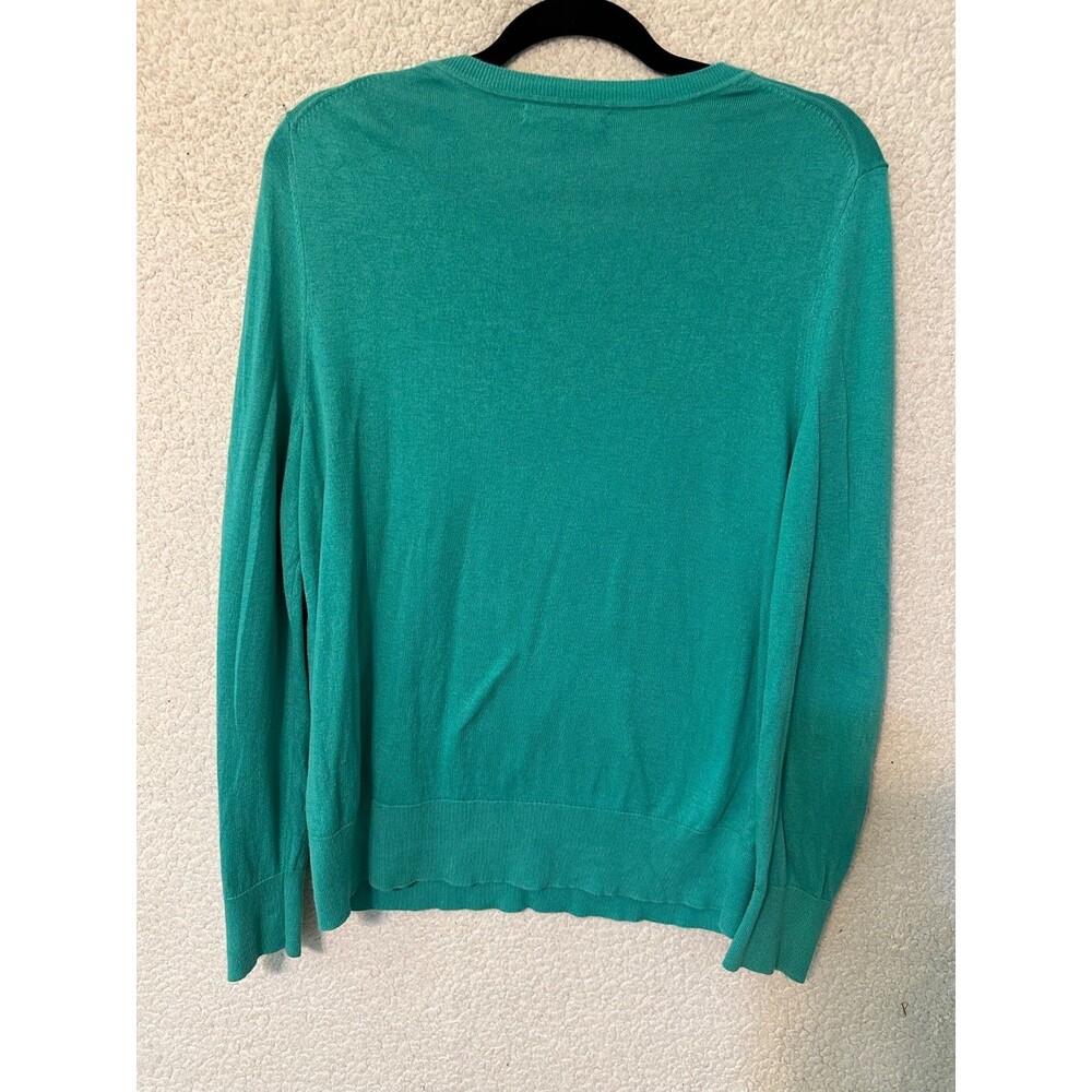 Banana Republic Sweater Womens XL Green Bon Voyage Silk Cotton Crew Neck - Picture 6 of 10